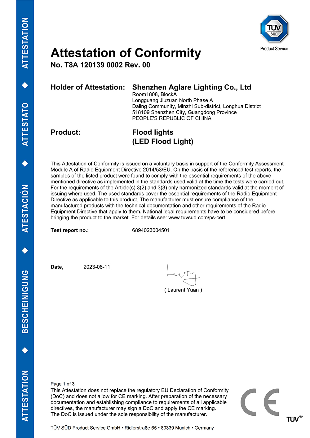 RGB LED Ͷ TUV CE-EMC